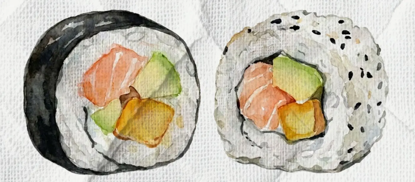 Watercolour sushi rolls