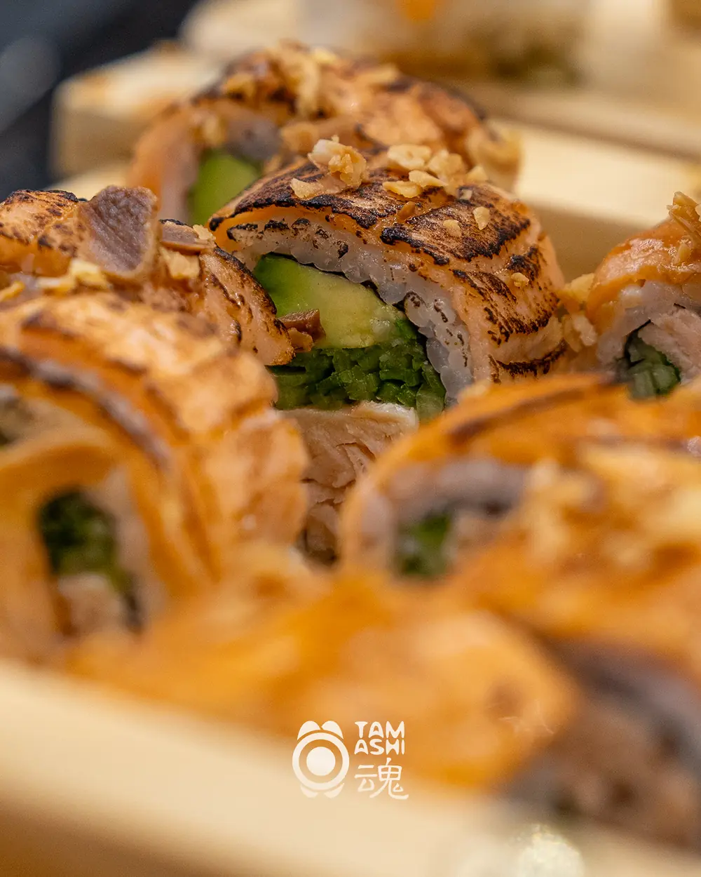 Sushi rolls with the Tamashi mark